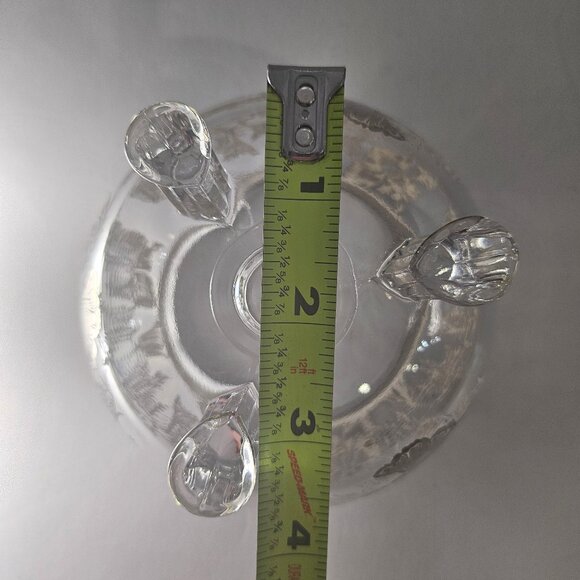 Silver City Flanders Poppy Sterling Overlay 3 Footed Clear Glass Bowl Vintage - Picture 9 of 10